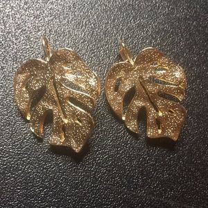 Gold Tone Leaf Earrings